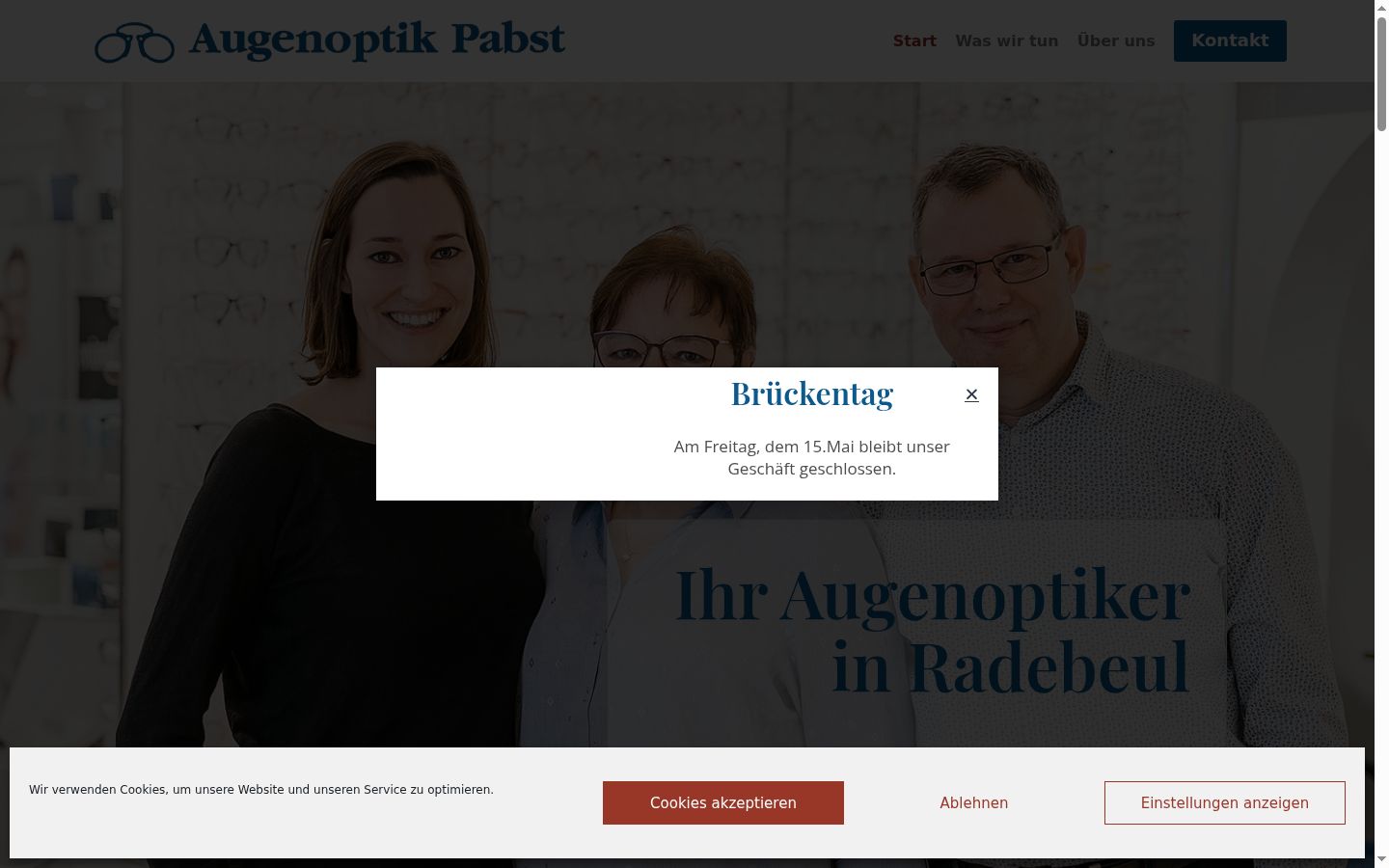 Skærmbillede af samtykkebanneret, som det blev vist før nogen interaktion