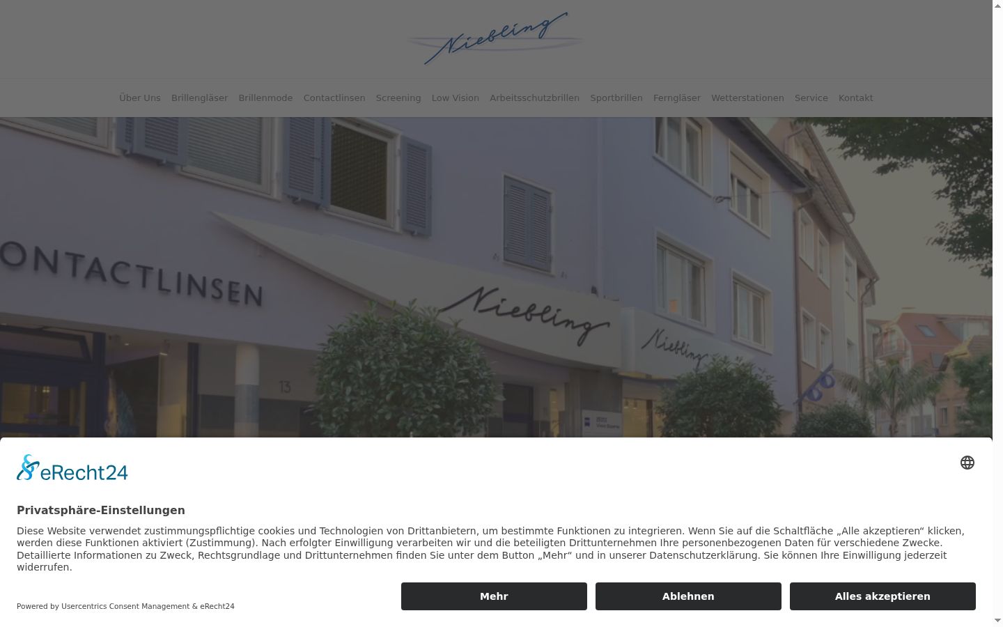Screenshot des Einwilligungsbanners vor jeglicher Interaktion