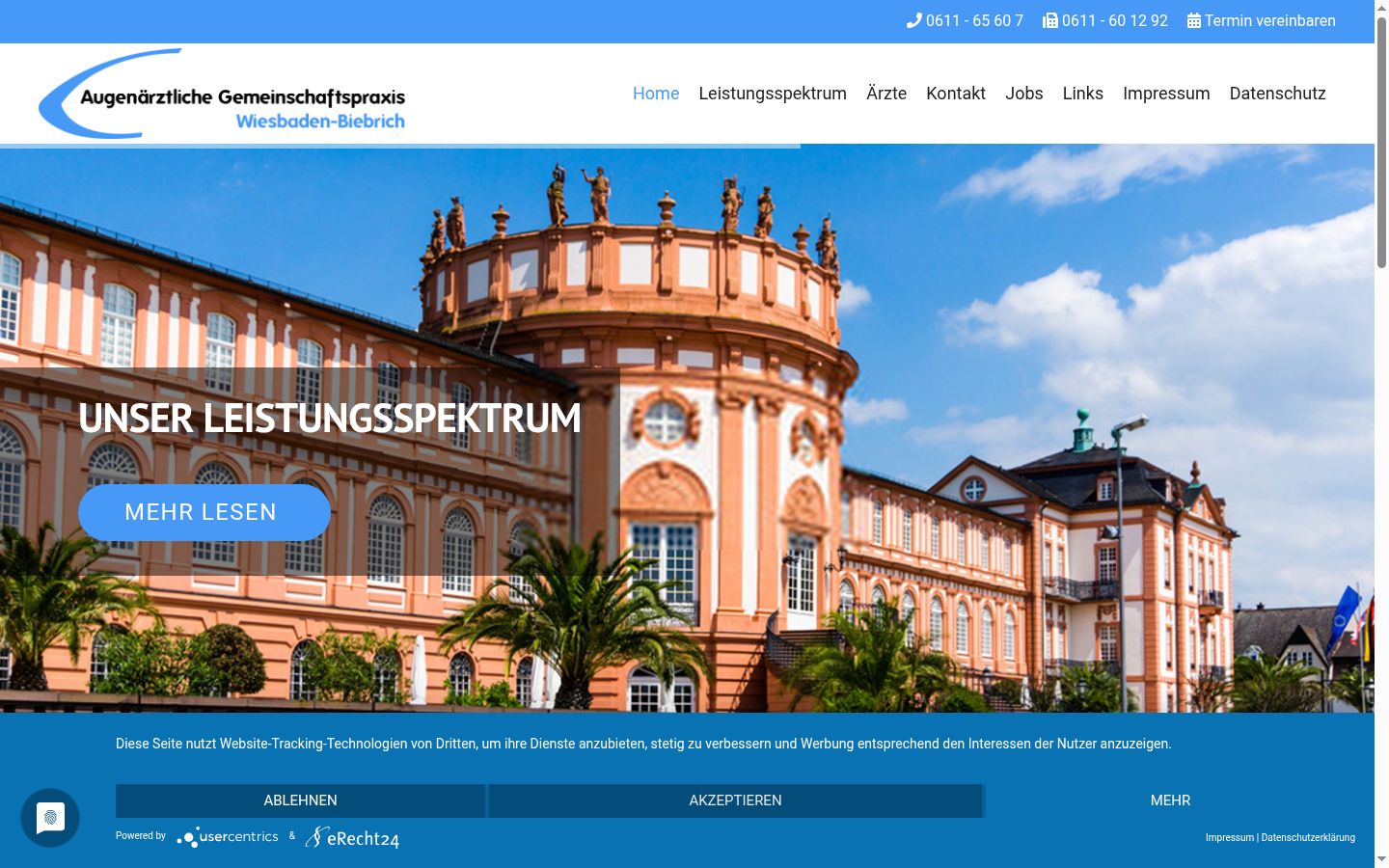Screenshot des Einwilligungsbanners vor jeglicher Interaktion