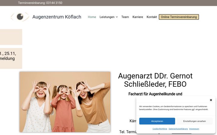 Екранна снимка на augenzentrum-koeflach.at