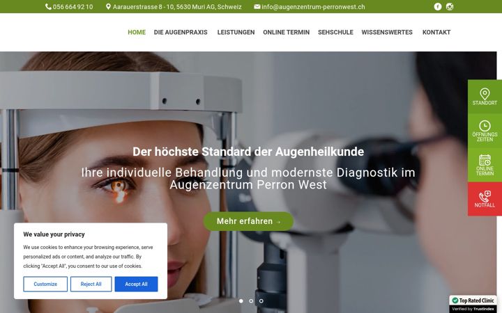 Snímek obrazovky augenzentrum-perronwest.ch