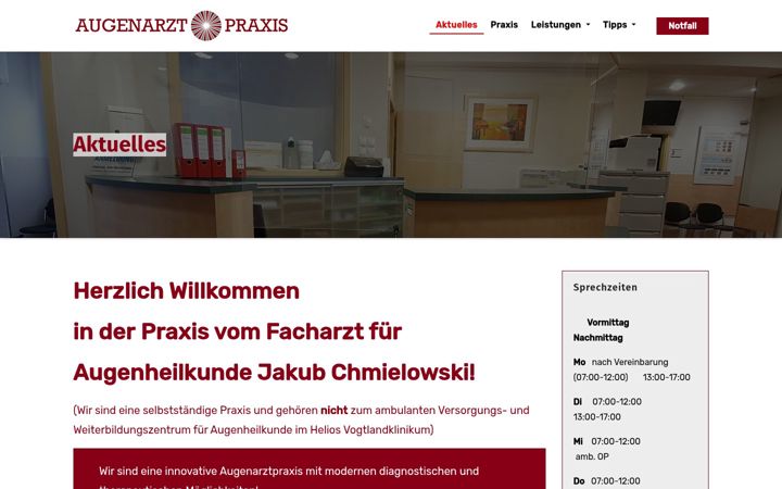 Screenshot of augenzentrum-plauen.de
