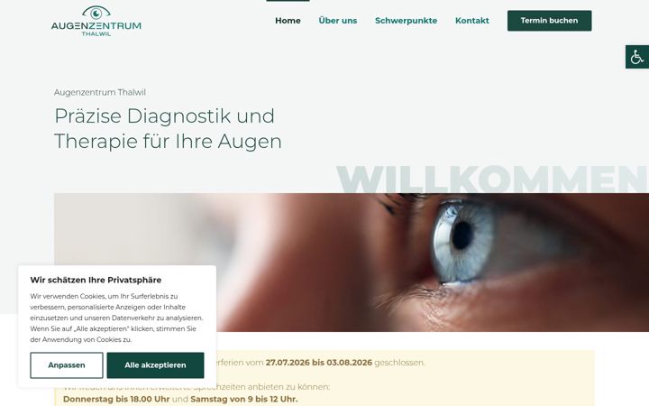 Snímek obrazovky augenzentrumthalwil.ch