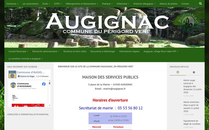 Screenshot van augignac.fr