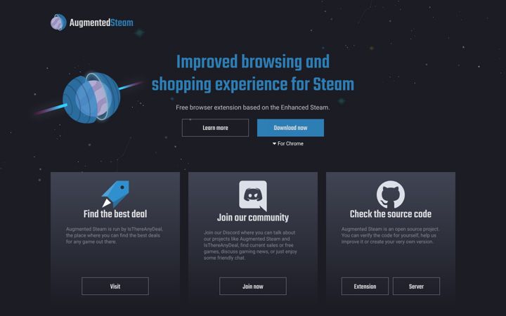 Screenshot of augmentedsteam.com