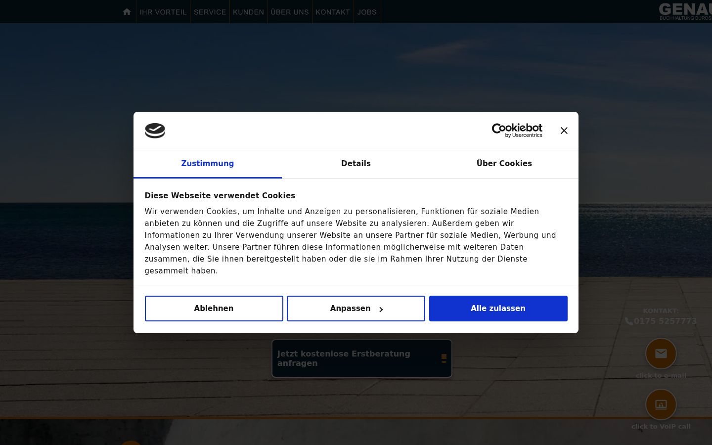 Screenshot del banner di consenso mostrato prima di qualsiasi interazione
