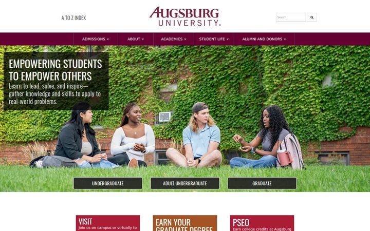 Screenshot of augsburg.edu