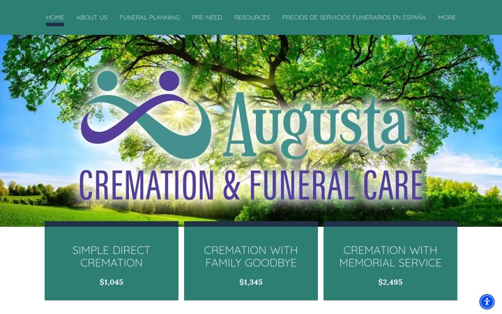 Captura de ecrã de augustacremation.com