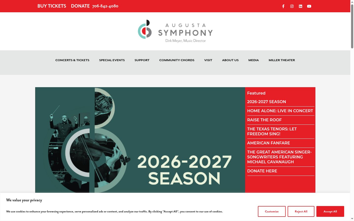 Captura de ecrã do banner de consentimento apresentado antes de qualquer interação