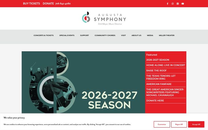Posnetek zaslona augustasymphony.com
