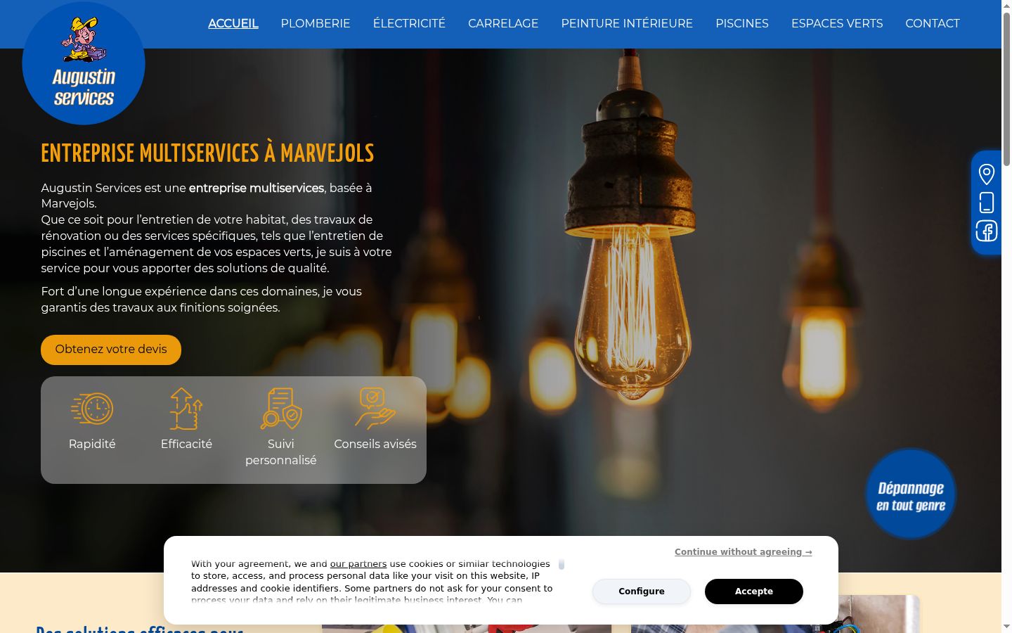 Screenshot del banner di consenso mostrato prima di qualsiasi interazione