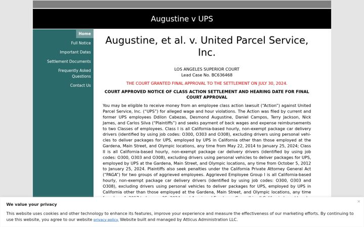 Screenshot of augustineupsclassaction.com