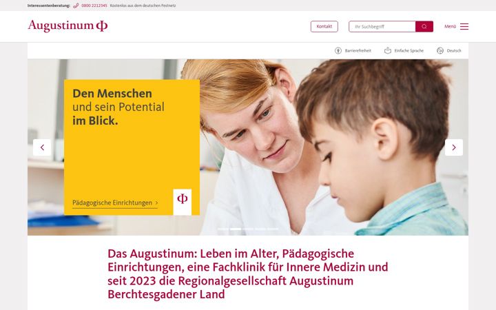 Screenshot stránky augustinum.de