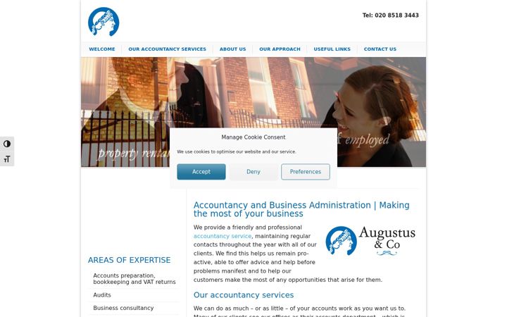 Screenshot of augustusacc.co.uk