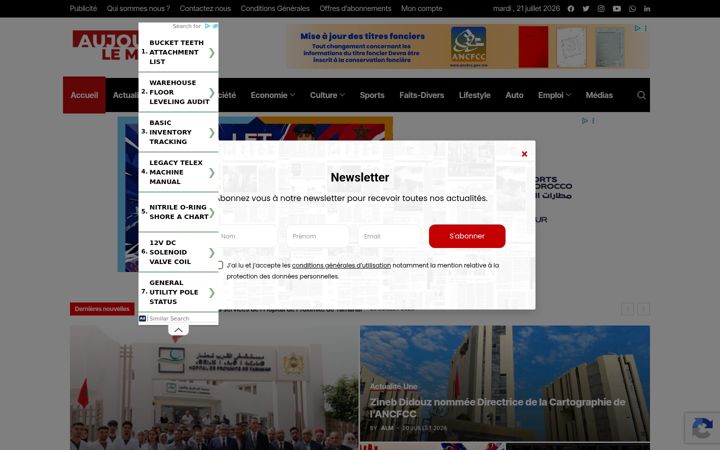 Screenshot of aujourdhui.ma
