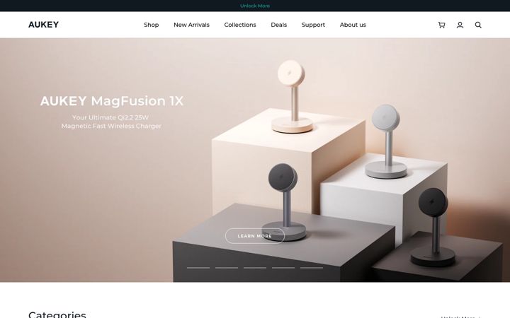 Screenshot von aukey.com