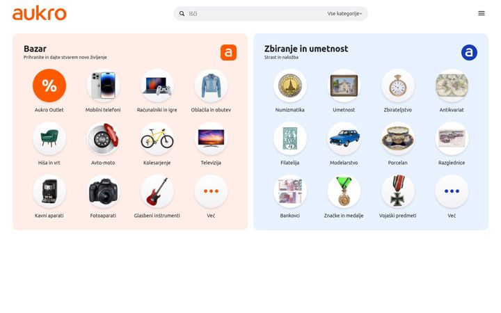 Screenshot stránky aukro.si
