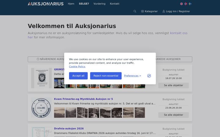 Screenshot of auksjonarius.no