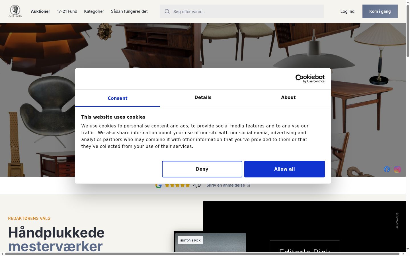 Screenshot of the consent banner shown before any interaction