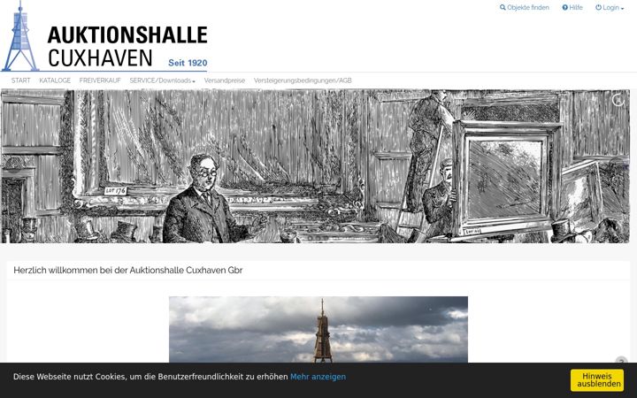 Screenshot of auktionshalle-cuxhaven.com