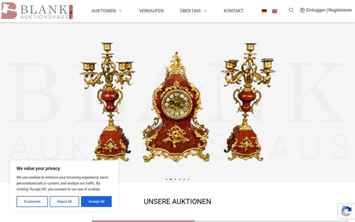 Screenshot stránky auktionshaus-blank.de