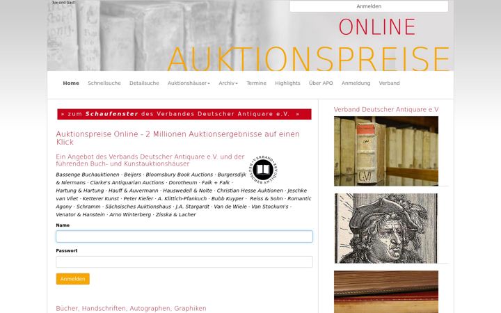 Screenshot of auktionspreise-online.de
