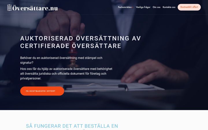 Screenshot of auktoriserad-oversattning.se