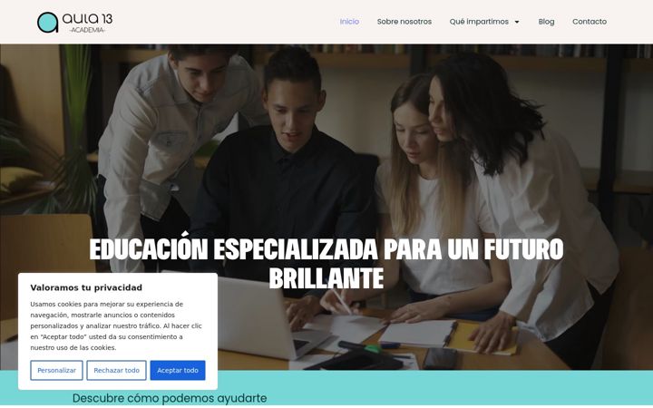 Screenshot stránky aula13.es