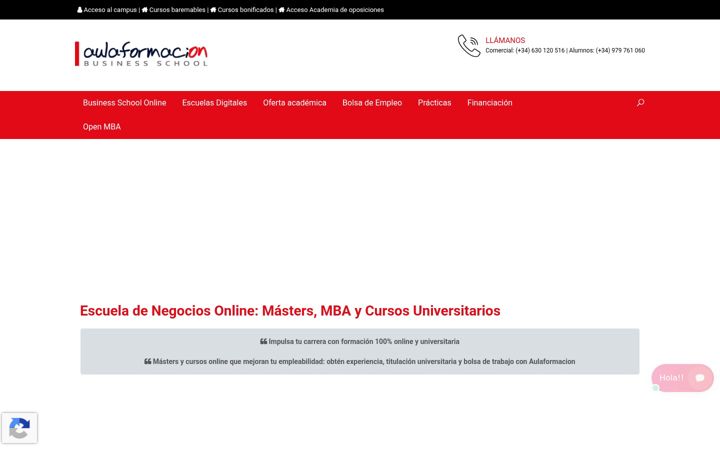 Screenshot van aulaformacion.es