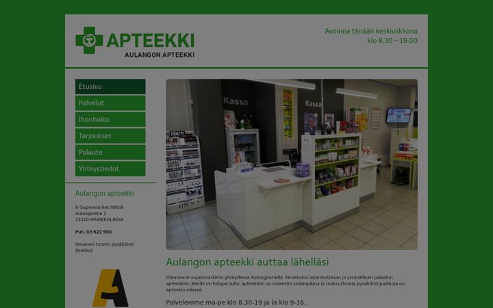 Screenshot of aulangonapteekki.fi