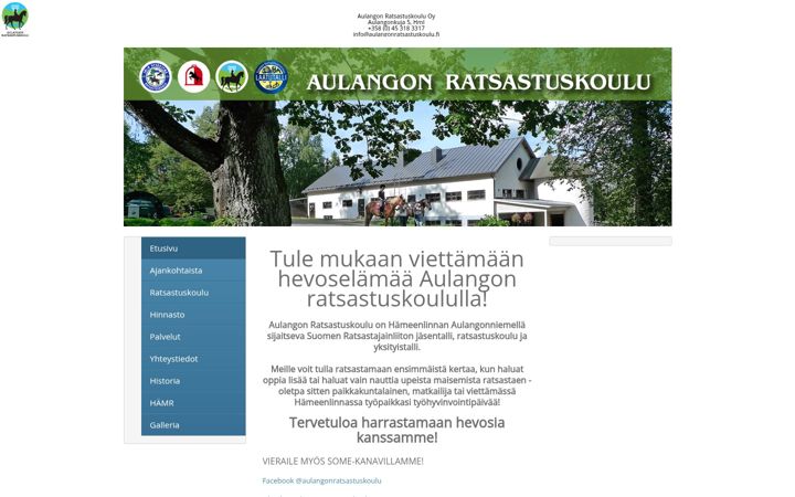 Screenshot of aulangonratsastuskoulu.fi