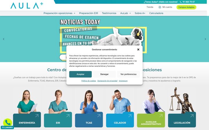Screenshot of aulaplusformacion.es