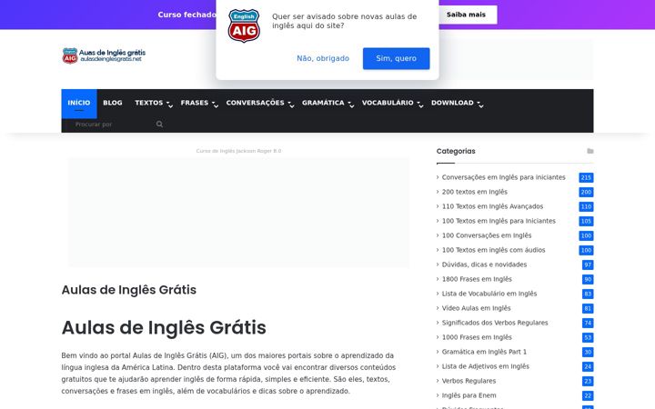 Screenshot of aulasdeinglesgratis.net