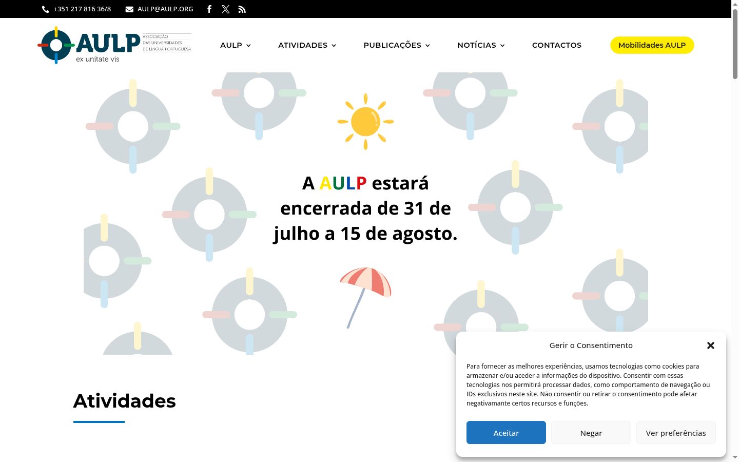 Screenshot del banner di consenso mostrato prima di qualsiasi interazione