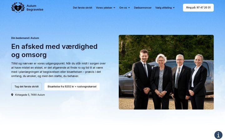 Screenshot of aulumbegravelse.dk