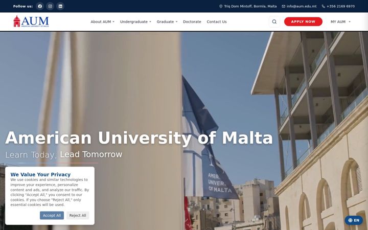Screenshot of aum.edu.mt