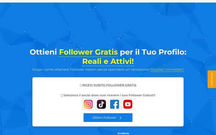 Screenshot of aumentarefollowergratis.it