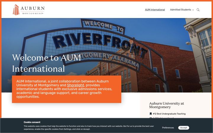 Screenshot of auminternational.org