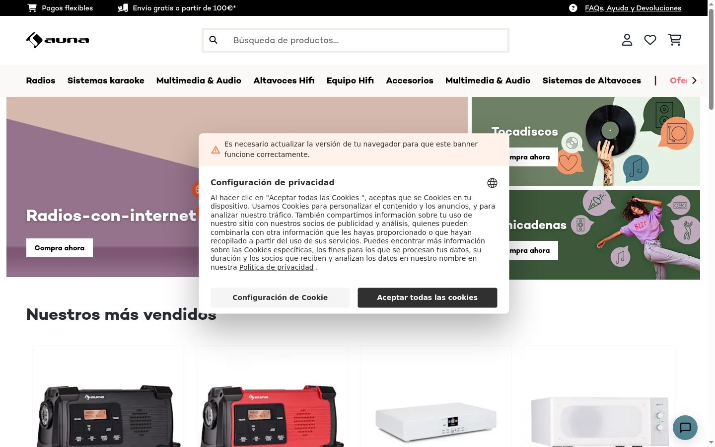 Screenshot του banner συγκατάθεσης που εμφανίστηκε πριν από οποιαδήποτε αλληλεπίδραση