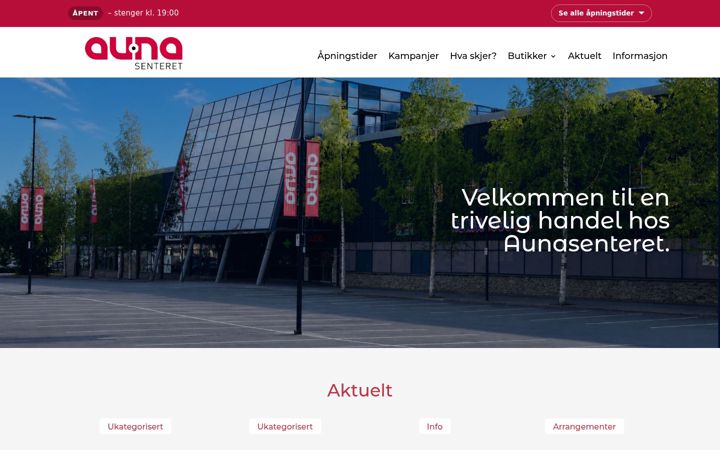 Ekrano kopija aunasenteret.no
