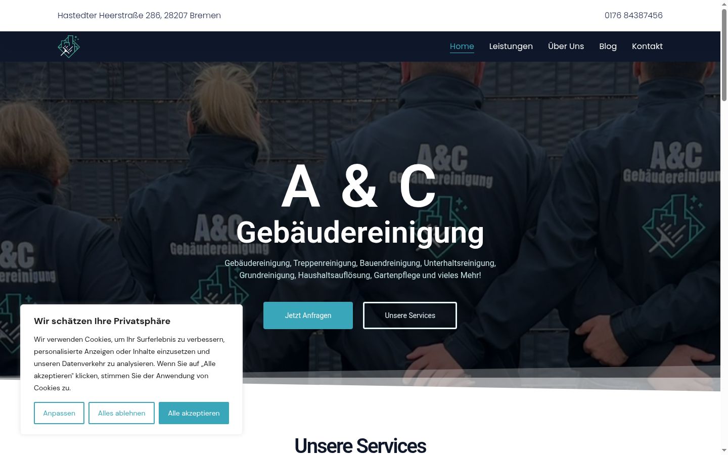 Screenshot del banner di consenso mostrato prima di qualsiasi interazione