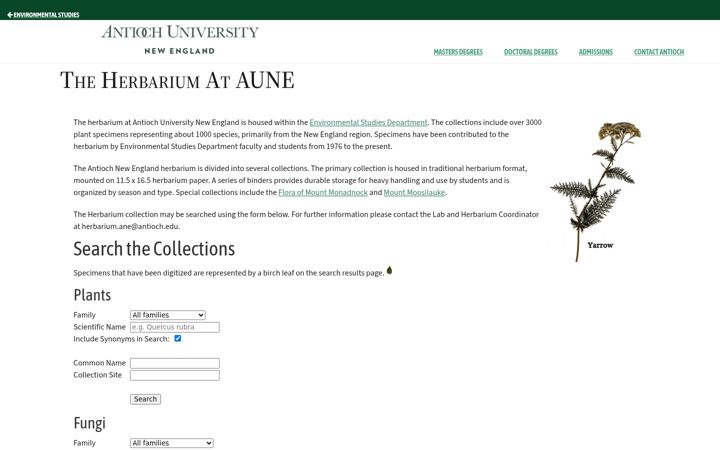 Screenshot of auneherbarium.org