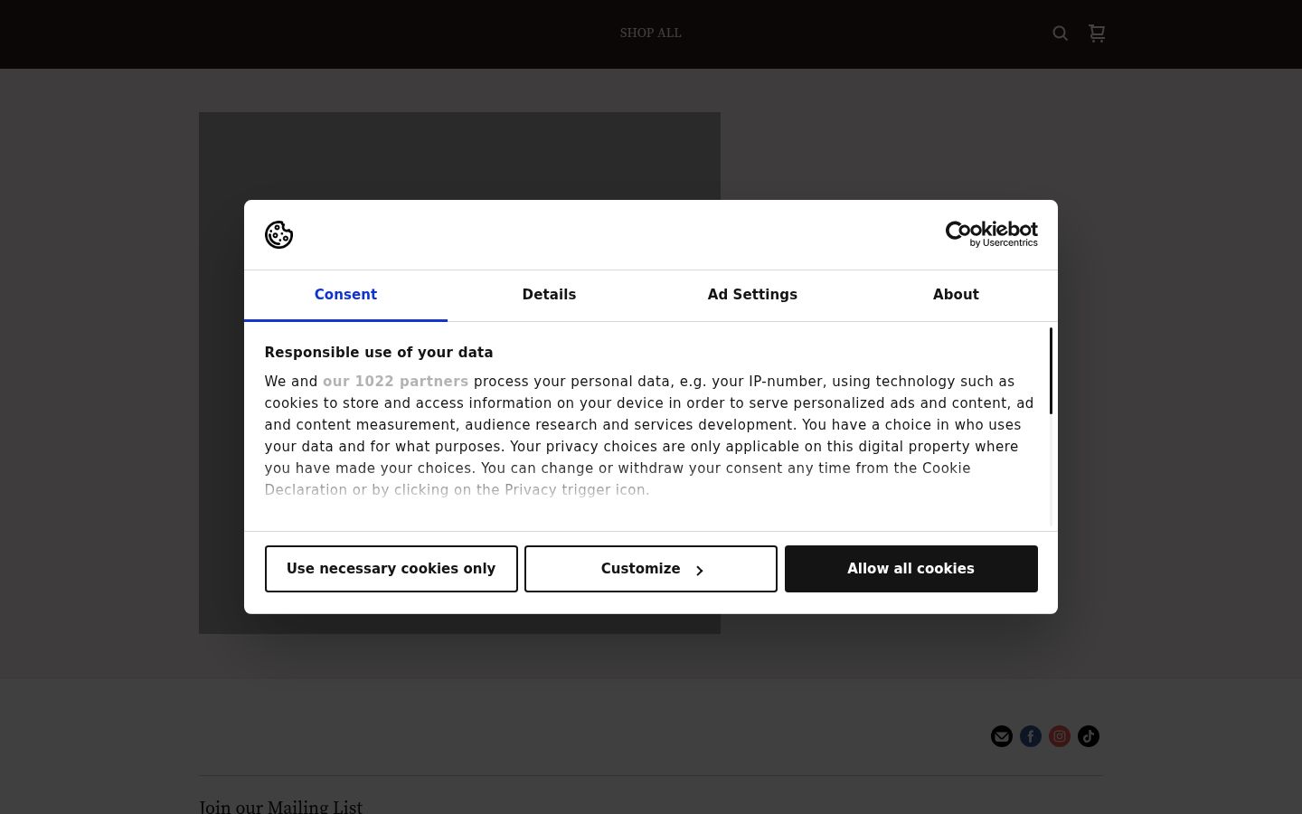 Zrzut ekranu banera zgody wyświetlanego przed jakąkolwiek interakcją
