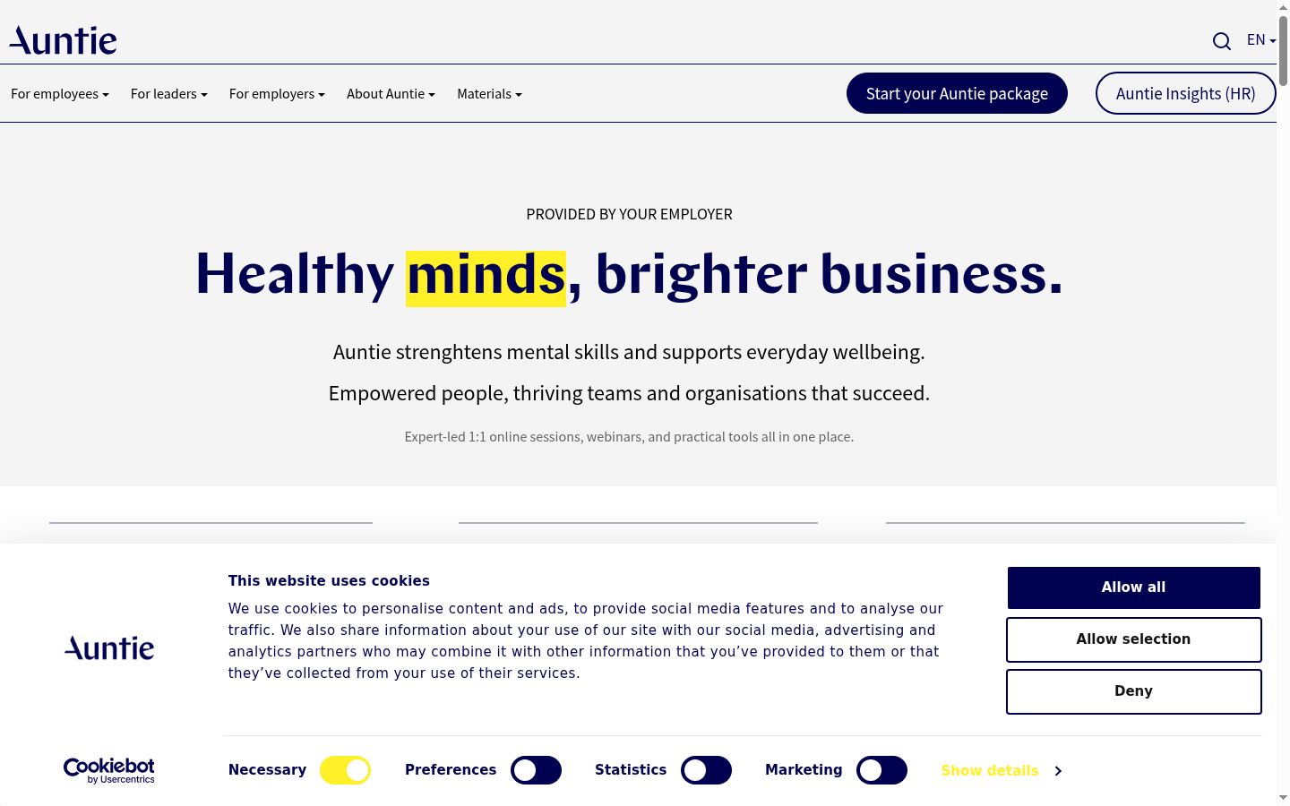 Screenshot del banner di consenso mostrato prima di qualsiasi interazione