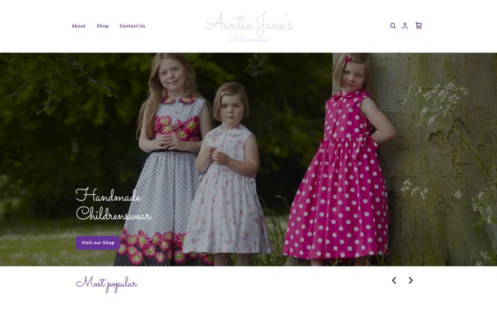 Skjámynd af auntiejanes.com