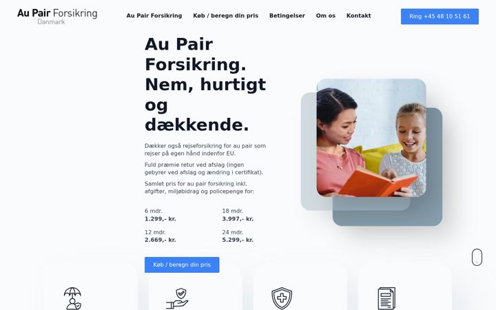 Screenshot of aupairforsikring.dk