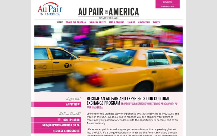 Zrzut ekranu aupairinamerica.co.za