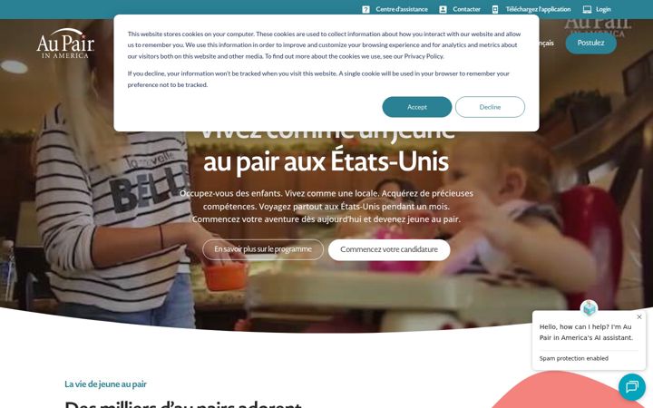 Screenshot of aupairinamerica.fr