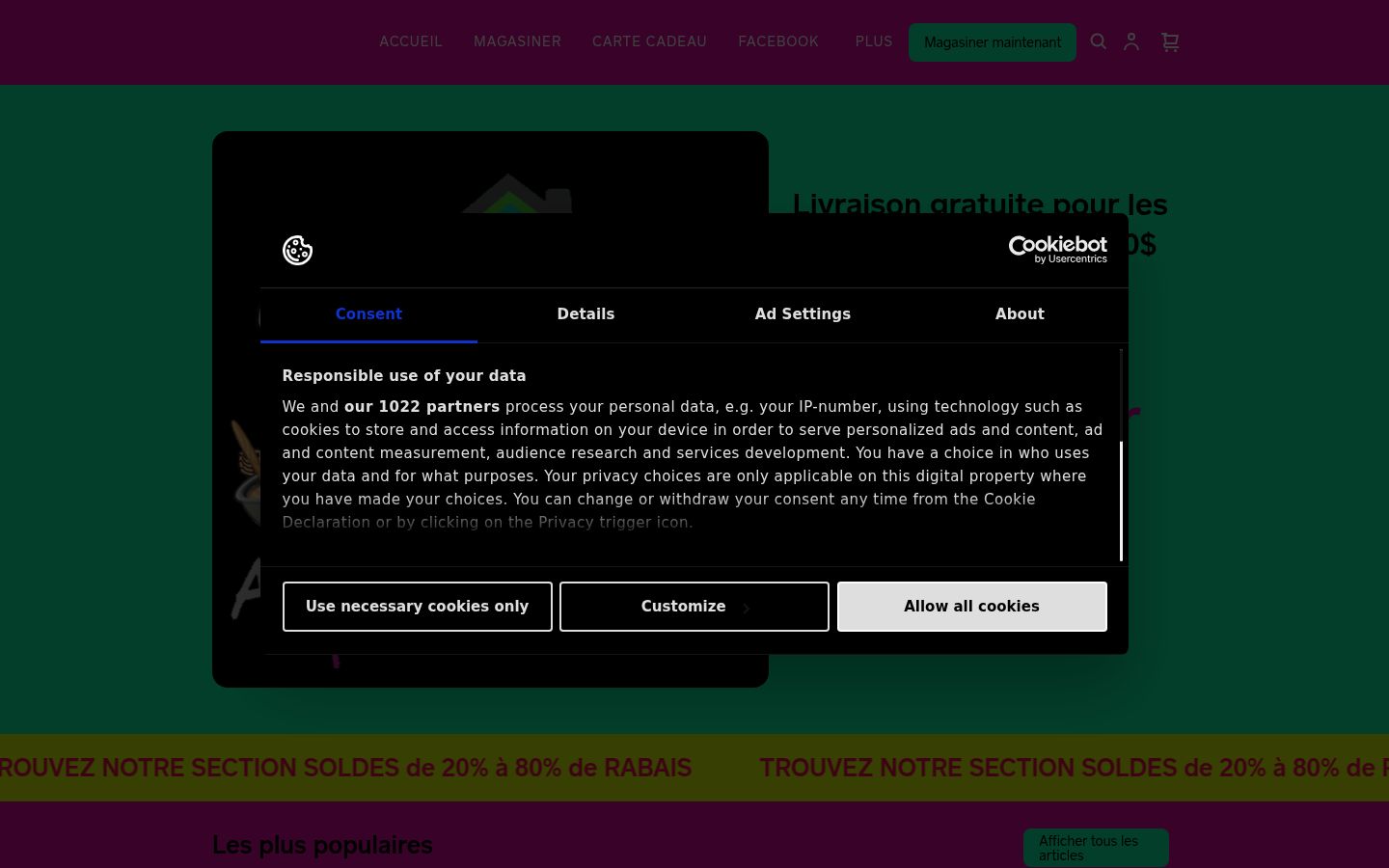 Screenshot tal-banner tal-kunsens muri qabel kwalunkwe interazzjoni