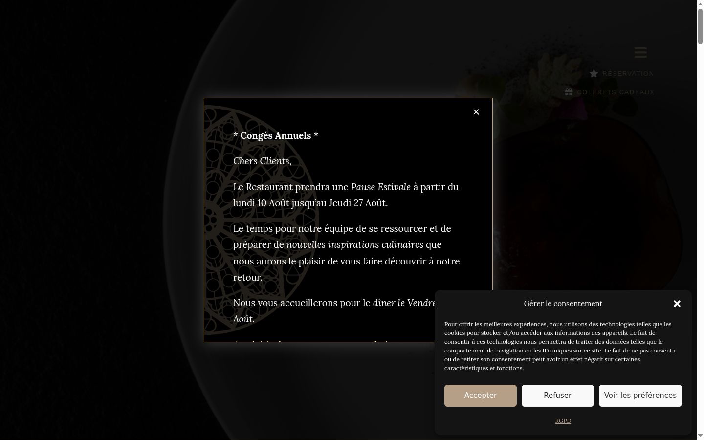 Screenshot del banner di consenso mostrato prima di qualsiasi interazione